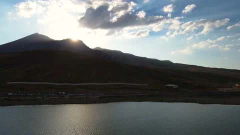 Sunset and Boat on the Sea Vídeo Stock 204859053