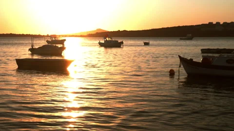 Sunset and boats Stock Footage 247842465