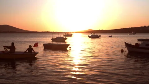 Sunset and boats Stock Footage 247842603