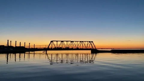 Sunset and bridge Stock Footage 156164661