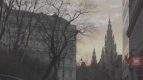 Sunset and Cathedrals 4k Stock Footage 124569217