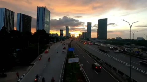 SUNSET AND CITY Video stock 204767651