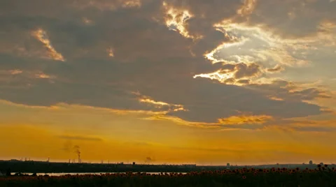 Sunset and clouds. 4K. FULL HD, 4096x2304. Stock Footage 34049144