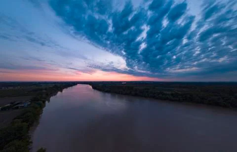 Sunset and clouds, Dordogne river, Gironde, France Stock-Fotos