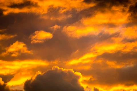 Sunset and clouds in Fire in Gdansk, Poland Stock Photos