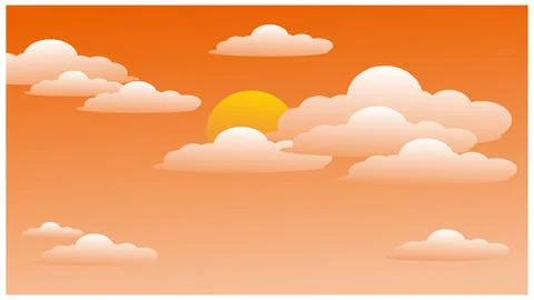 Sunset and clouds on orange background. Stock Illustration