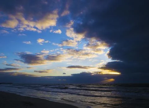 Sunset and clouds over the Gulf of Mexico. Stock Photos