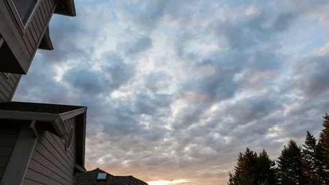 Sunset and clouds over residential home in Happy Valley OR 4k uhd time lapse Stock Footage 80846762