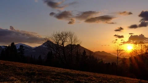 Sunset and Cloudscape Moving with mountain skyline Video stock 276275913