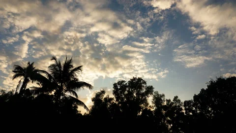 Sunset and cloudy sky landscape -timelapse Stock Footage 141497578