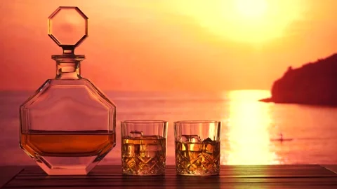 Sunset and cocktail Stock Footage 155209741