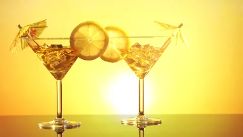 Sunset and cocktail Stock Footage 155250332