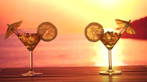 Sunset and cocktail Stock Footage 155250552