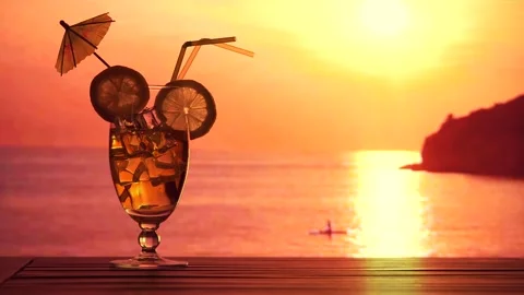 Sunset and cocktail Stock Footage 155251618