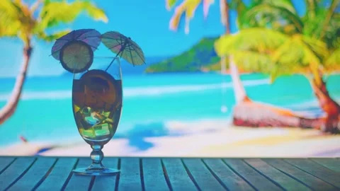 Sunset and cocktail Stock Footage 247396170