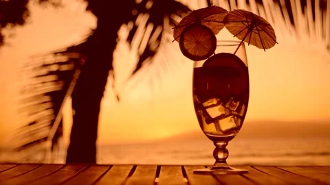 Sunset and cocktail Stock Footage 247396175