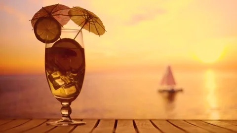 Sunset and cocktail Stock Footage 247396182