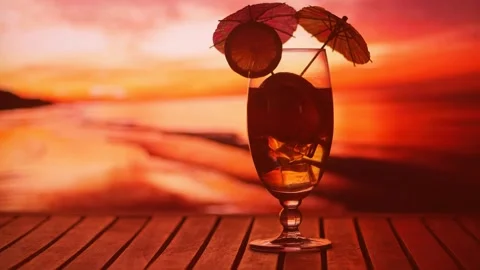 Sunset and cocktail Stock Footage 247399325