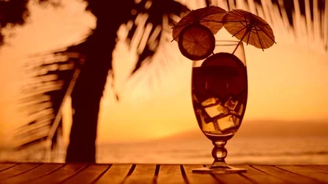 Sunset and cocktail Stock Footage 247399332