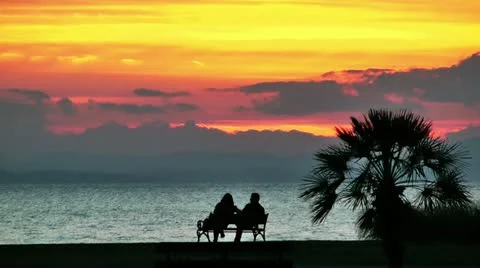 Sunset and the couple Stock Footage 12624720