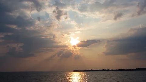 Sunset and the deep blue sea Stock-Footage 100437752
