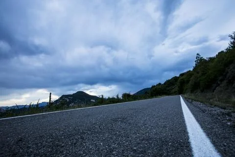 Sunset and dramatic clouds in La Garrotxa, Spain Фото