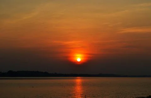 Sunset and dramatic sky arround Maekhong River Stock Photos