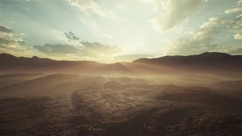 Sunset and Dry Ground Landscape 4K Stock Footage 159651694