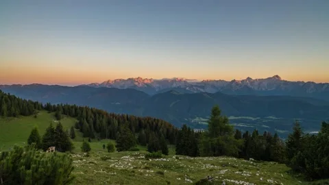 Sunset and Dusk on an Alpine Mountain Range Stock Footage 149909418