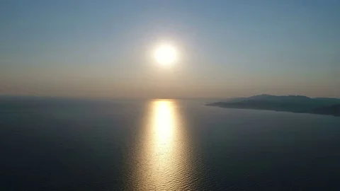 Sunset And Endless Blue Sea, Aerial 4K Video 스톡 동영상 77589902