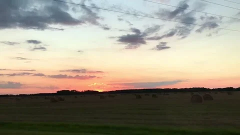 Sunset and endless fields in Belarus Stock Footage 311648229