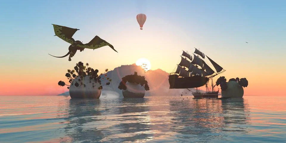 Sunset and fantasy Stock Illustration