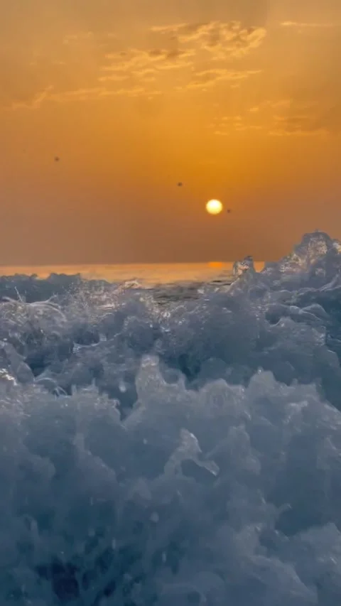 Sunset and fast boat waves Stock Footage 276343772