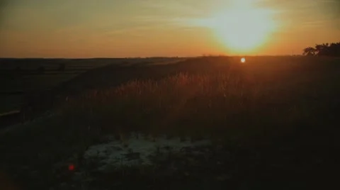 Sunset and field Stock Footage 47108516