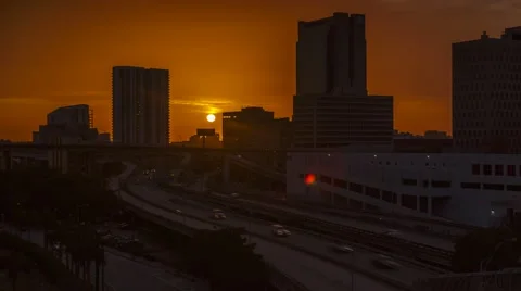 Sunset and freeway in Miami Video stock 51767921