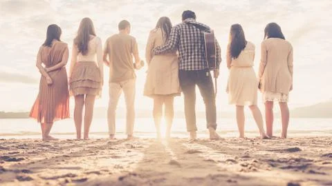 Sunset and friends Stock Photos