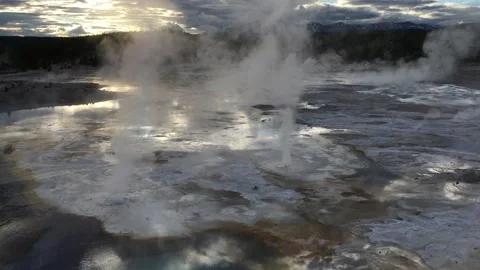 Sunset and geysers Stock Footage 202187352