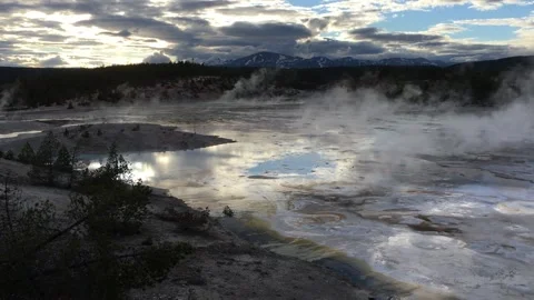 Sunset and geysers Stock Footage 202187541