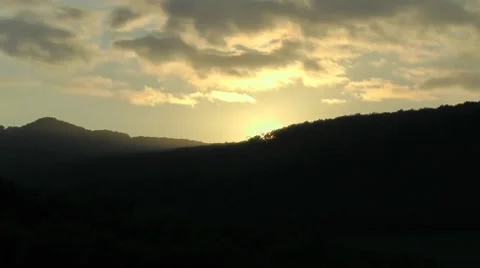 Sunset and gold clouds. Time lapse Видео 8559601