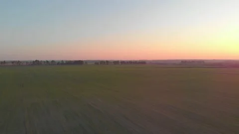 Sunset And Green Field Stock Footage 153022742