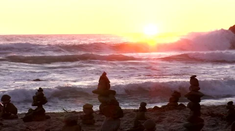 Sunset and green flash behind balancing rocks Stock Footage 43247862