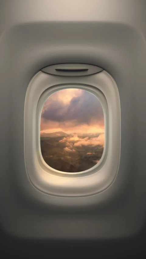 Sunset and Journey from the Airplane Window. Vertical. Stock Footage 243330656