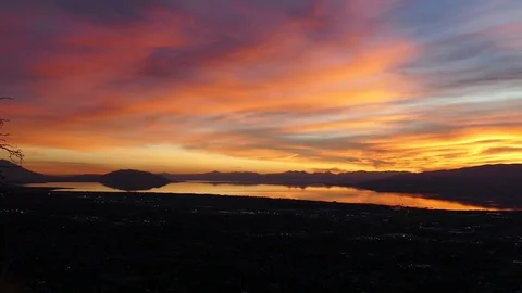 Sunset And Lake Stock Footage 123453077