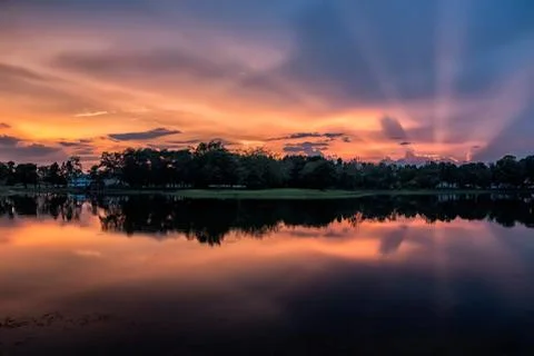 Sunset and lake Stock Photos