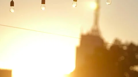 Sunset and lamp Stock Footage 68030840