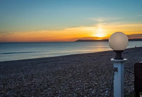 Sunset and lamp Stock Photos