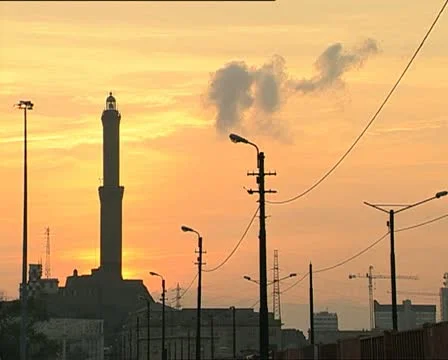SUNSET and lighthouse with smoke Stock-Footage 11402062