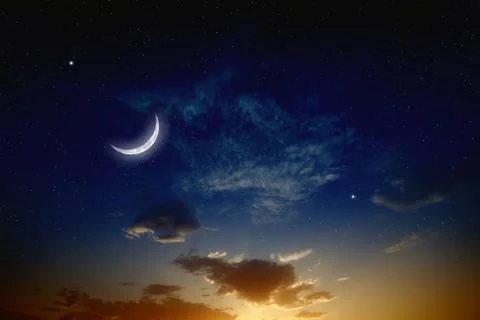 Sunset and moon Foto stock