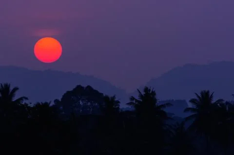 Sunset and mountain Stock Photos