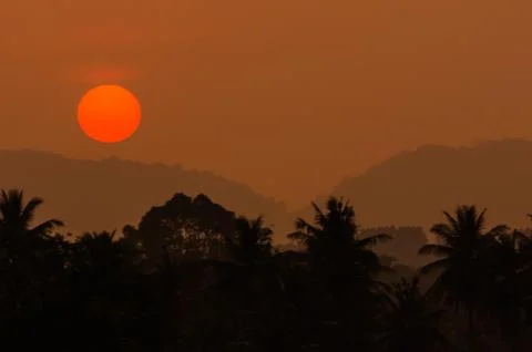 Sunset and mountain Stock-Fotos